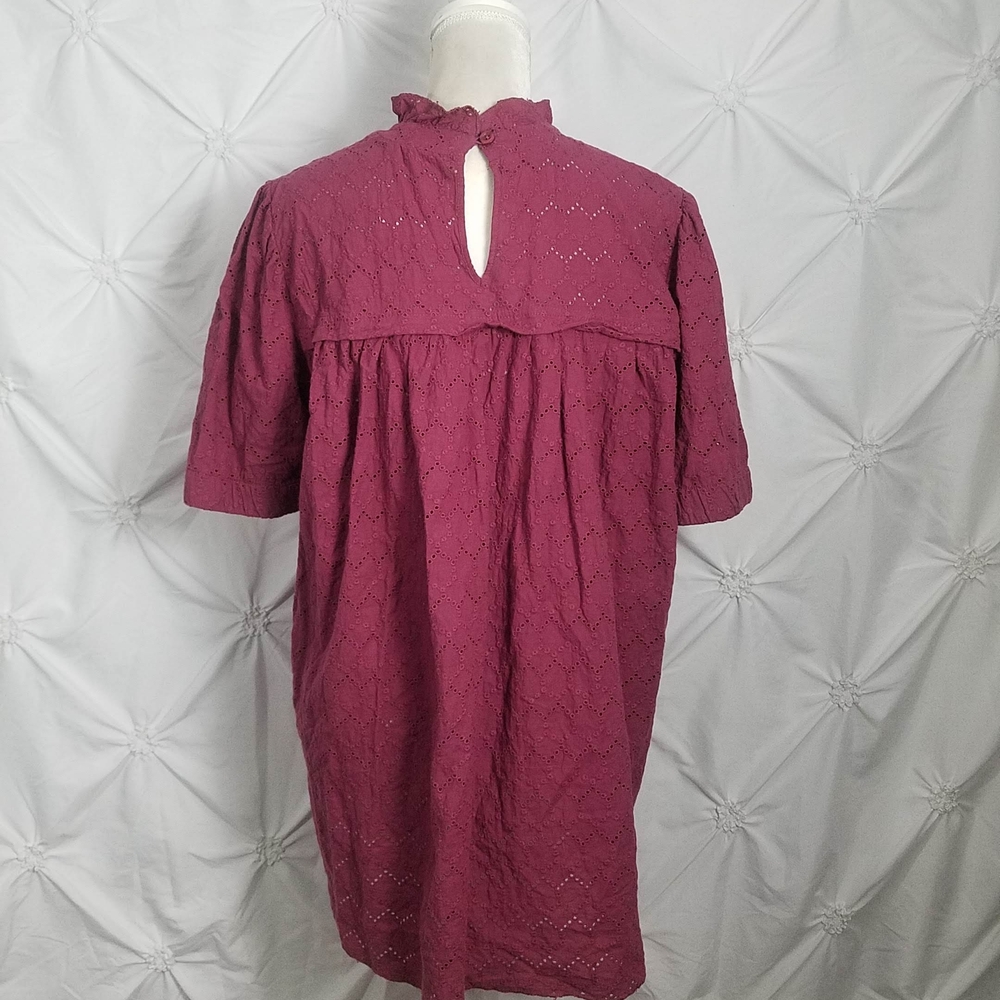 Evy's Tree The Lupita Plum High Neck Embroideredd Eyelet Top - Picture 8 of 12